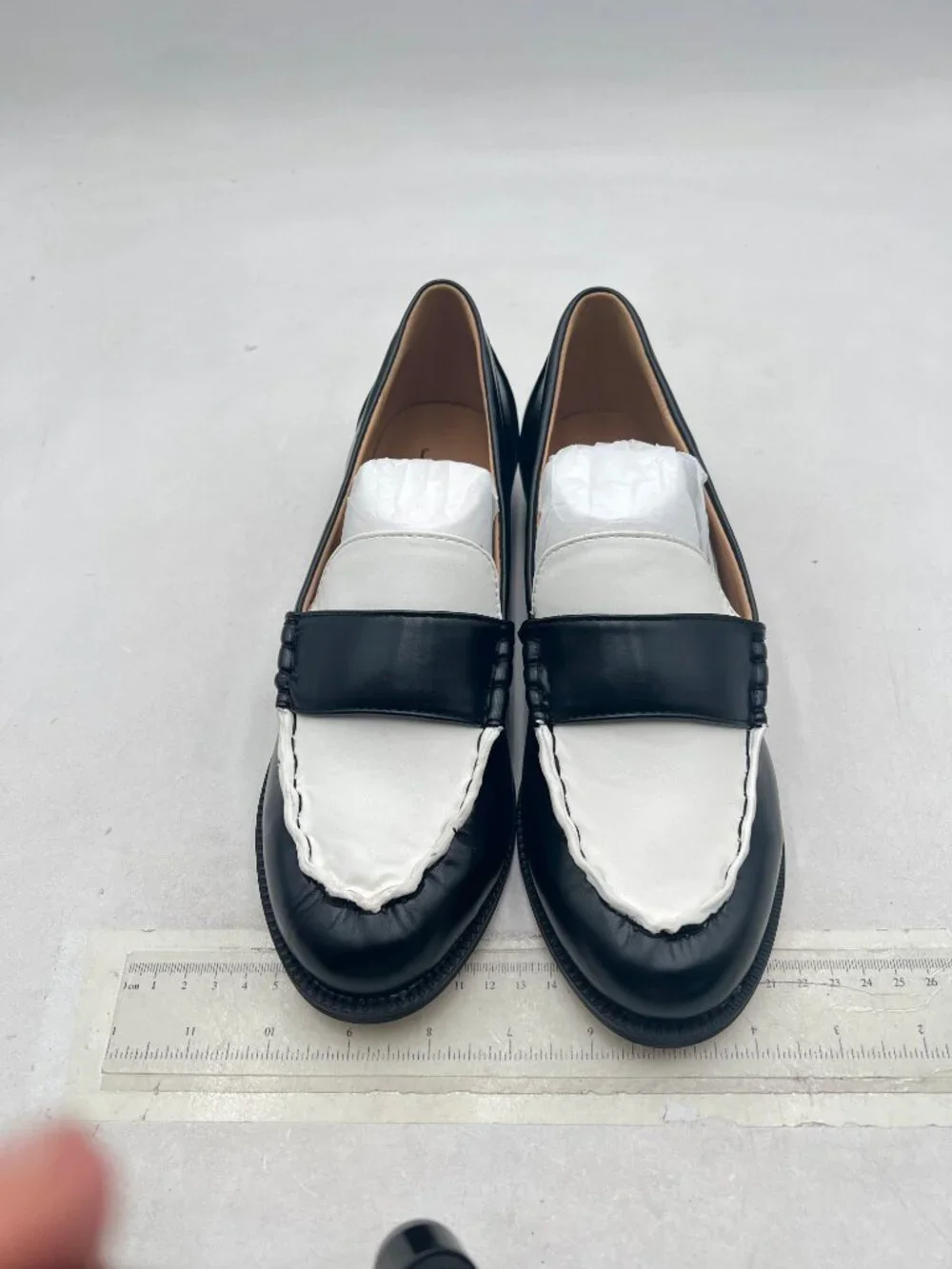 FOWT Black/White Men Stylish Round Toe Slip On Comfortable Comfy Low Heel Loafer